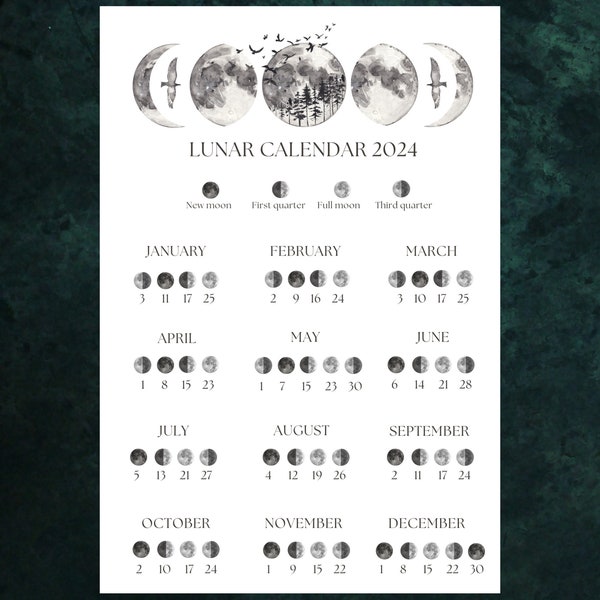 Lunar calendar 2024 - printable - PDF files