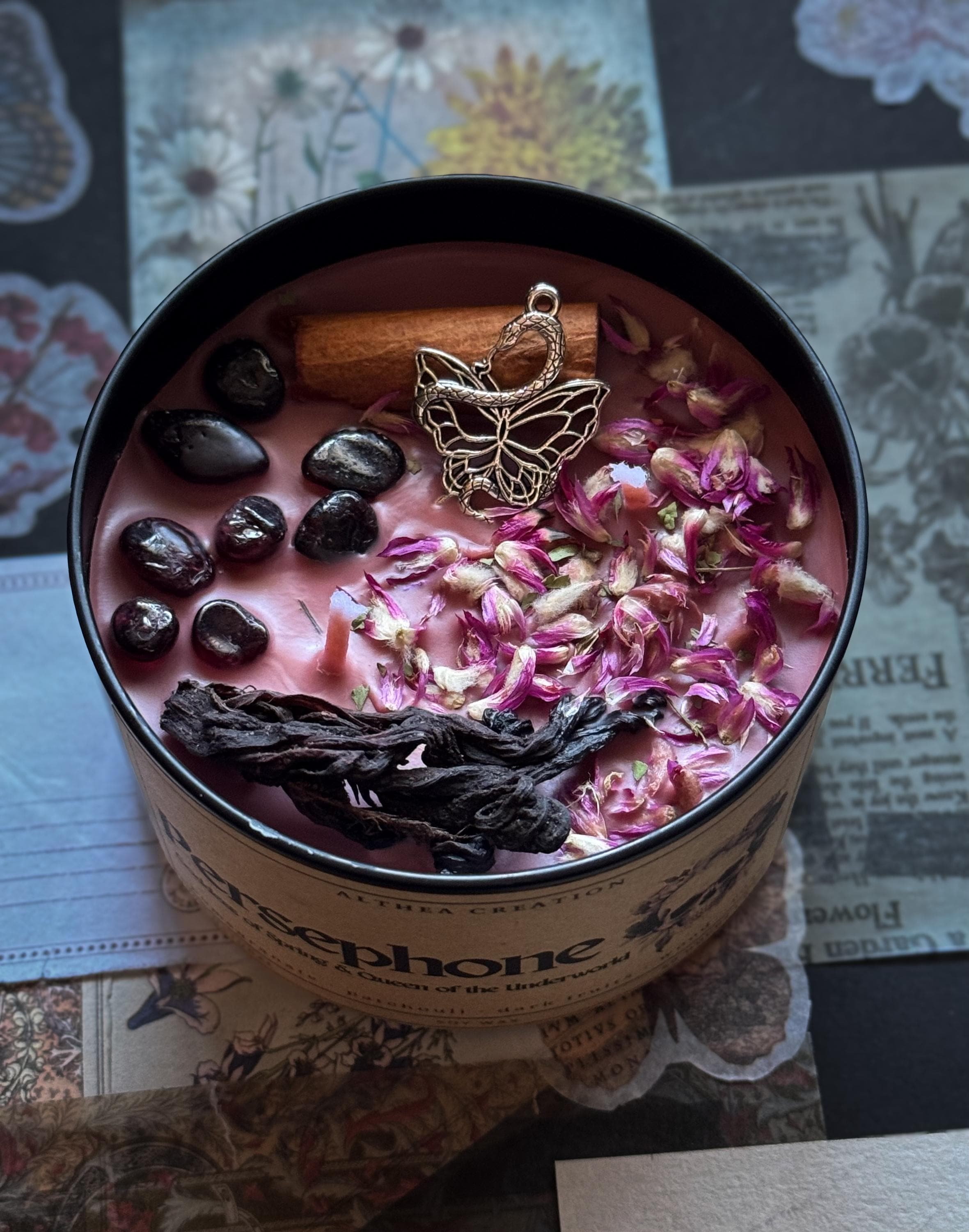 Persephone Candle – Rebirth & Shadow – Goddess of Spring – Queen of the Underworld with Hades – Transformation and Cycles