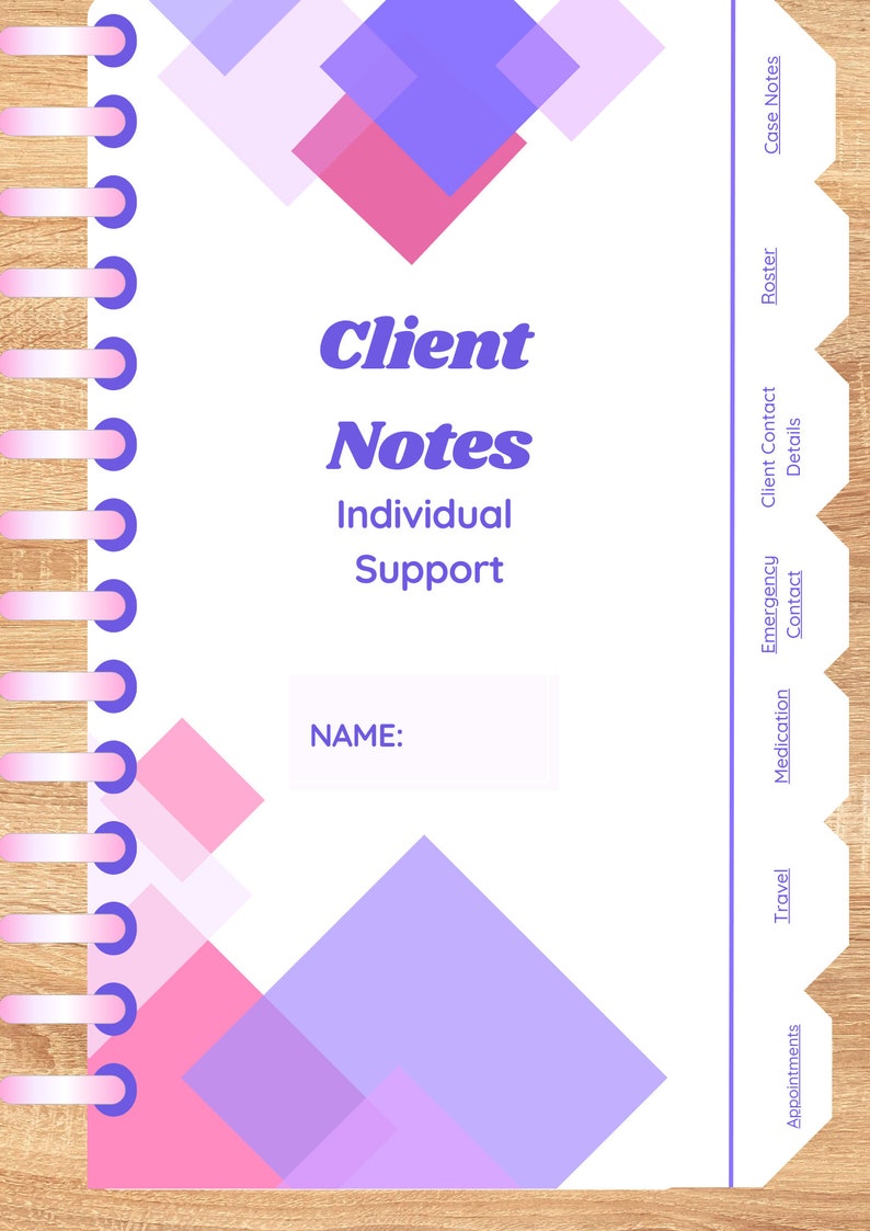 Client Notes Sheets NEW CLIENT NOTES, Disability, Aged Care, Ndis, Support Work, Gift, Work ...