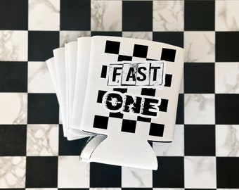 FAST ONE Checker Cozies: Set of 5 Drink Insulator Sleeves, Perfect for Birthday 1st Bash!