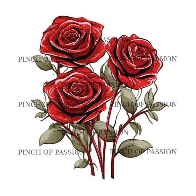 Red Roses Flowers Vector File Wildflowers Love Redroses - Etsy