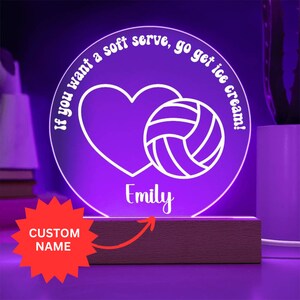 Custom Volleyball Gift - Personalized Acrylic Sign and LED Night Light With Custom Name for Volleyball Players - Funny Volleyball Mom Gift