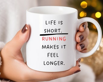 Funny Runner Mug - Unique Gifts for Runners - Coffee Mugs for Runners - 11 Oz White Ceramic Mug - Cool Running Gifts - Marathoner Gift
