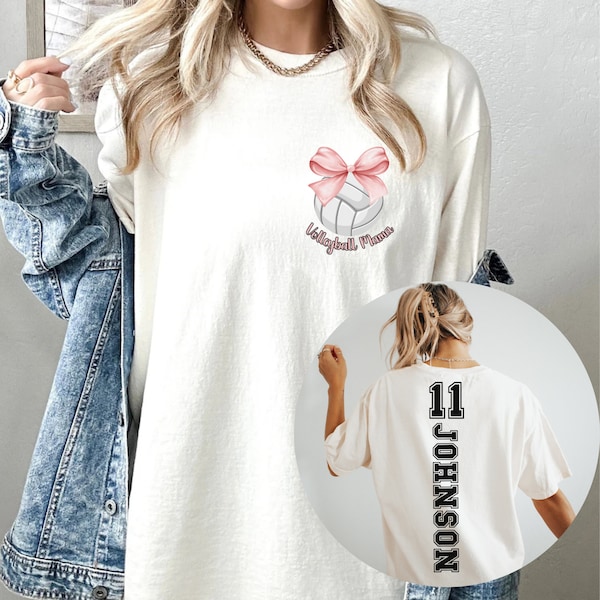 Coquette Volleyball Mom Shirt | Oversized Volleyball Mama Shirt | Sports Mom Gift | Player Number And Name Shirt | Volleyball Mom Life