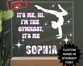 Personalized Gymnastics Acrylic LED Night Light - Custom Gift for Gymnasts - Gymnast Night Light With Swiftie Inspired Text And Custom Name
