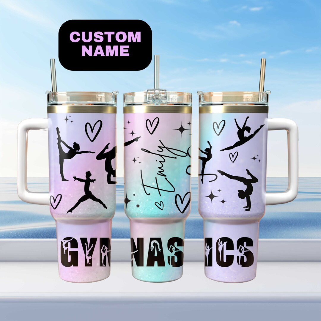 Personalized Silver Aluminum Water Bottle - 20oz Custom Gymnastics Sport Bottle With Carabiner - View #5