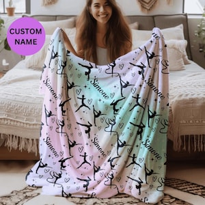 Personalized Gymnastics Blanket | Custom Gymnastics Gift For Girls | Gymnast Coach Gift | Gymnast Sherpa Blanket | Gymnastics Christmas Gift