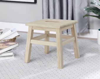 Step Stool | FootStool. Solid Hardwood, 12.25 Inches, Ideal for personalization, DIY projects, Arts and Crafts activities, Unfinished