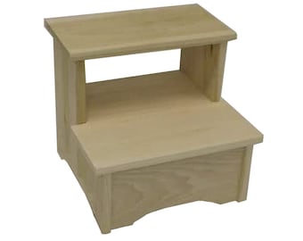 Step Stool | FootStool. Solid Hardwood, 13 Inches, Ideal for personalization, DIY projects, Arts and Crafts activities, Unfinished