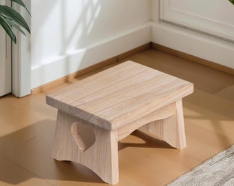 Unfinished Hardwood Step Stool | 7.5 inch DIY Footstool
