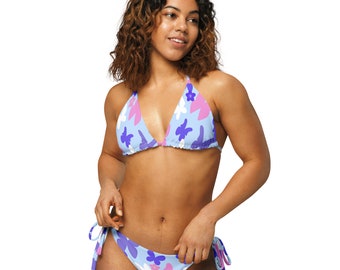 Allover-Print aus recyceltem String-Bikini, Bikini Mariposa,