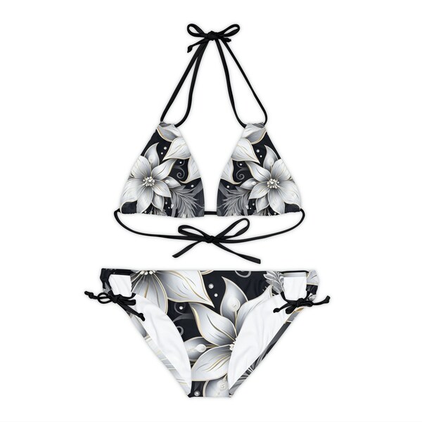 Women's Solid Color Flower 2 Pieces Set Bikinis Swimwear
