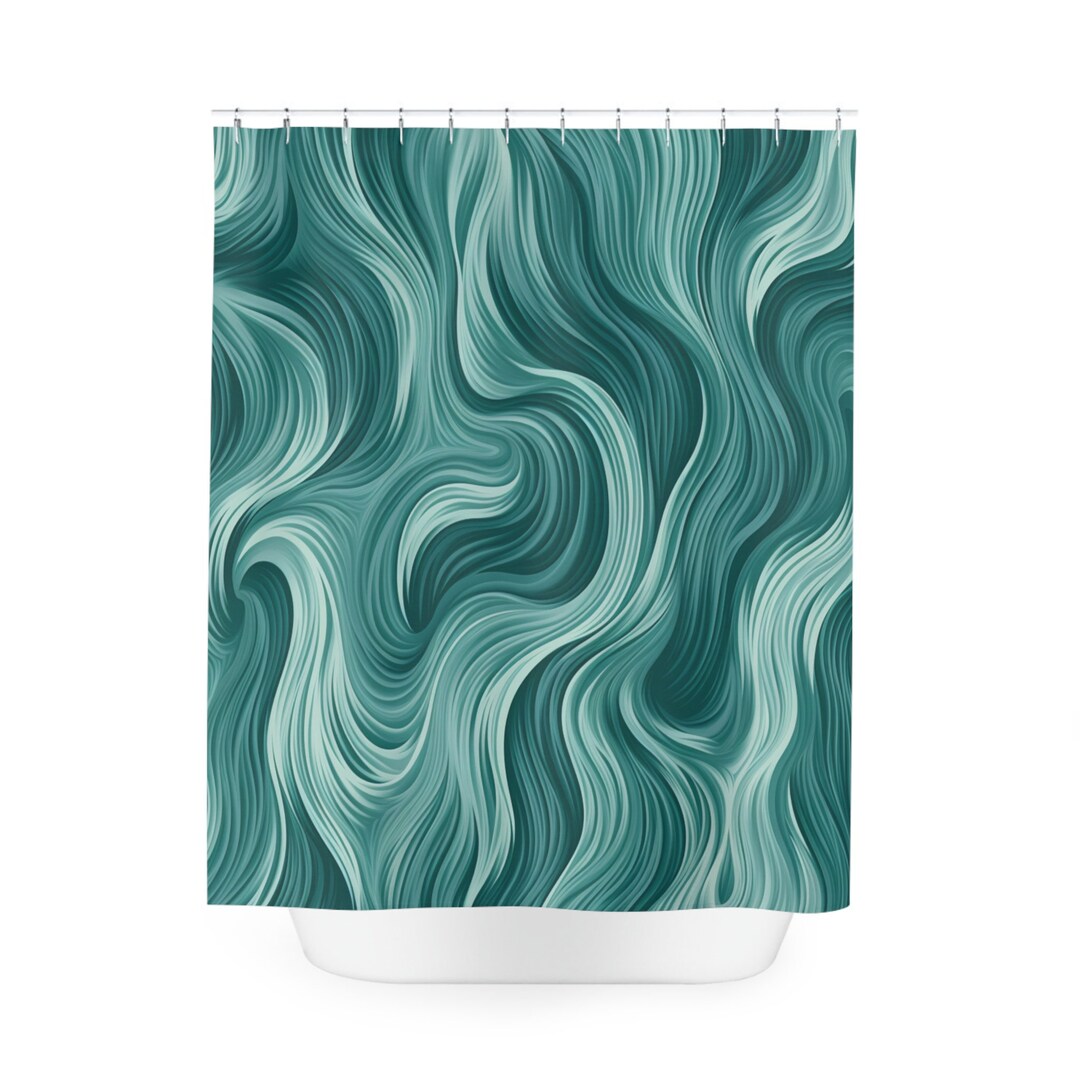 Green and White Shower Curtain Teal Shower Curtain Cloth Shower Curtain