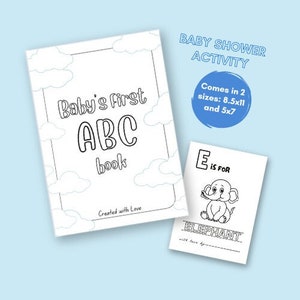 ABC coloring book digital download; baby shower abc book; baby shower activity; alphabet book; coloring pages