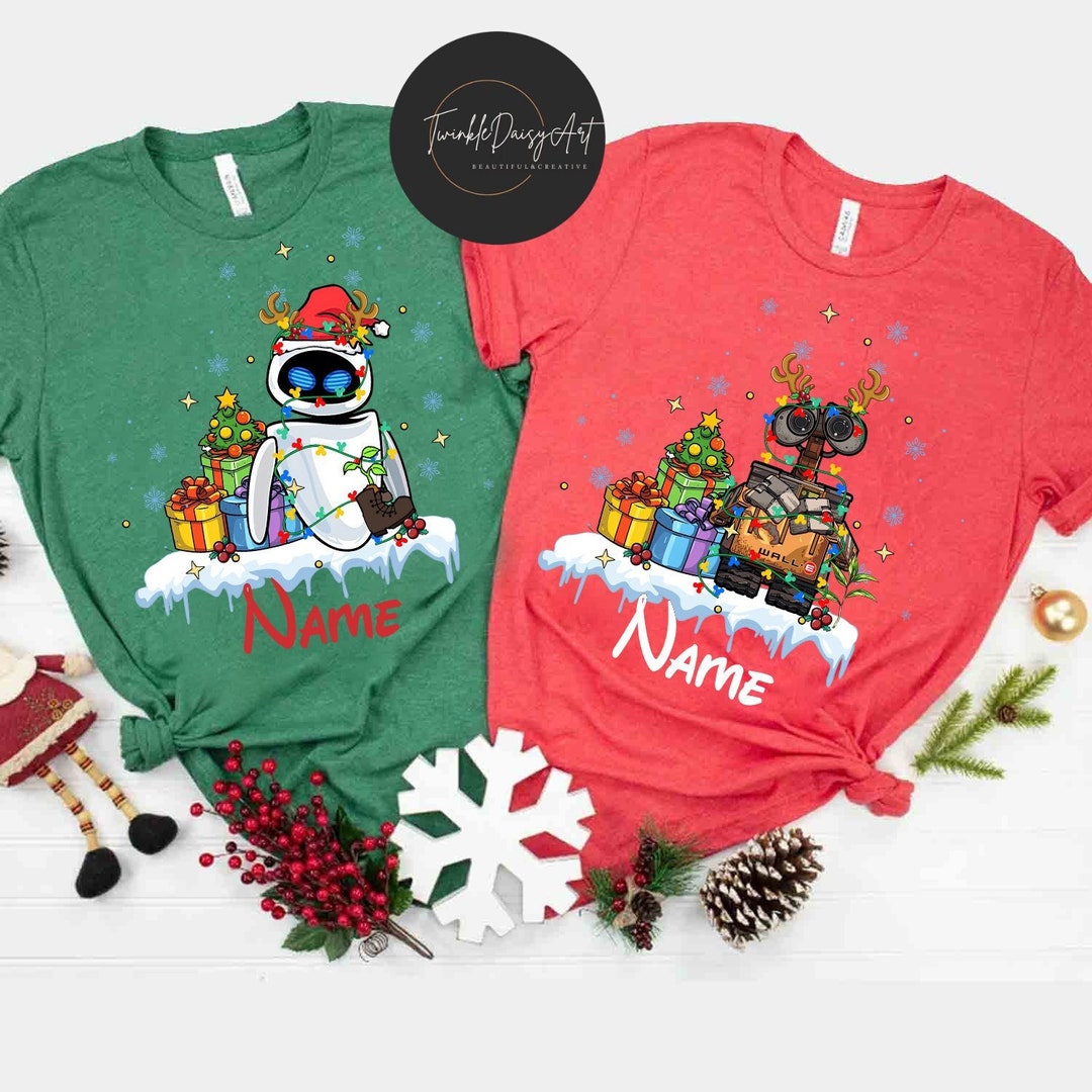 Personalized Walle and EVE Christmas Lights Shirts Disney Etsy