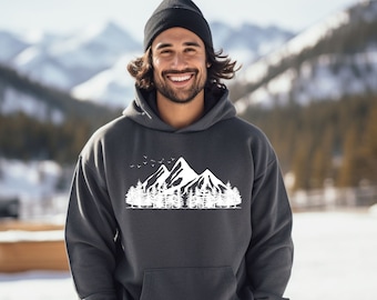 Berg Sweatshirt, Natur Sweatshirt, Wald Hoodie, Vogel Hoodie, Abenteuer Sweatshirt, Herren Hoodie, Damen Hoodie, Wandern Sweatshirt
