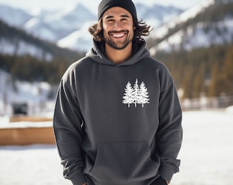 Tree Sweatshirt for Men and Women, Nature Sweatshirt, Hiking Hooded Sweater, Pine Trees Hoodie, Camping Pullover, Outdoor Shirt, Nature Gift