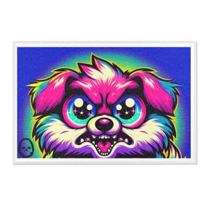 Alfombra colorida con dibujos de perros, divertida decoración para amantes de los perros, vibrante decoración para la sala de estar, regalos para el hogar con temática de mascotas, alfombra única y acogedora.