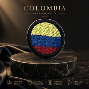 Mini Colombia Flag Patch (2 Pack), Embroidered Iron-On, Made in USA