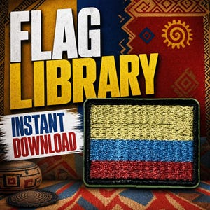 South American Flag Embroidery File. Colombia PES Design