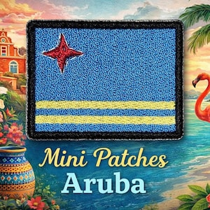 Aruba mini flag - 2 inch heat press adhesive patch