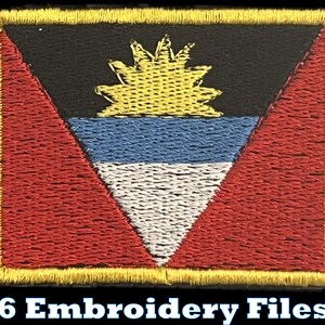 Antigua and Barbuda Flag PES Embroidery File. Patch & DTG, 4x4 Hoop, Instant Download