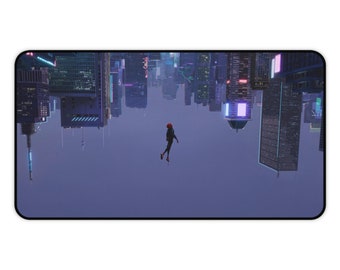 Spider Desk Mat | Miles Man, Superhero, Large Extended Mousepad, Cartoon Desk Mat, Animated Gaming Gift, Cyberpunk