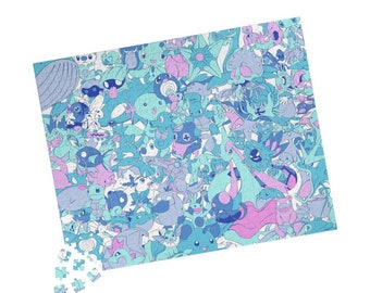 Water Type Monsters Puzzle (110, 252, 500 Piece) Jigsaw Japanese Anime Series Perfect For Gift