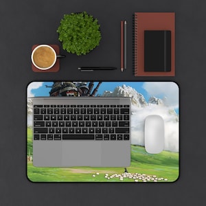 Howl's Greenery Desk Mat 3 Sizes, Mouse Pad, Desk Decor, PC Accessories, Sky Anime, Mountain, Large Extended Mousepad zdjęcie 7