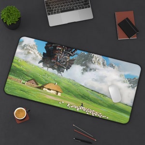 Howl's Greenery Desk Mat 3 Sizes, Mouse Pad, Desk Decor, PC Accessories, Sky Anime, Mountain, Large Extended Mousepad zdjęcie 8