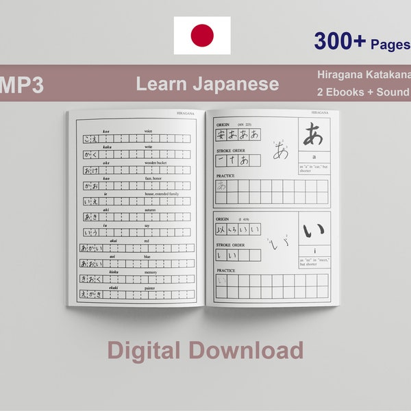 Fließend Japanisch lernen (2 Ebooks) | Lernen Sie Hiragana und Katakana Schriftsystem PDF Digital Am besten für Studenten und Anfänger Grammar Study