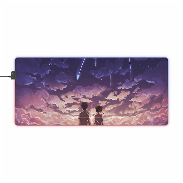 Kimi no na wa Votre nom. Tapis de souris de jeu LED RVB | Anime, grand tapis de souris, tapis de bureau, anime japonais