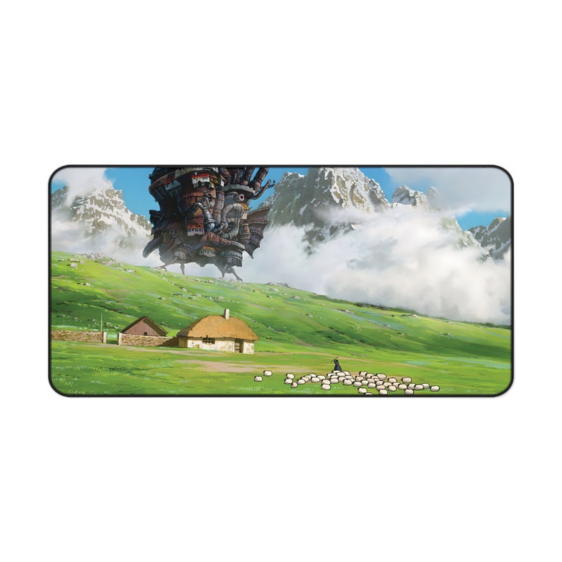Howl's Greenery Desk Mat 3 Sizes, Mouse Pad, Desk Decor, PC Accessories, Sky Anime, Mountain, Large Extended Mousepad 12" × 22"
