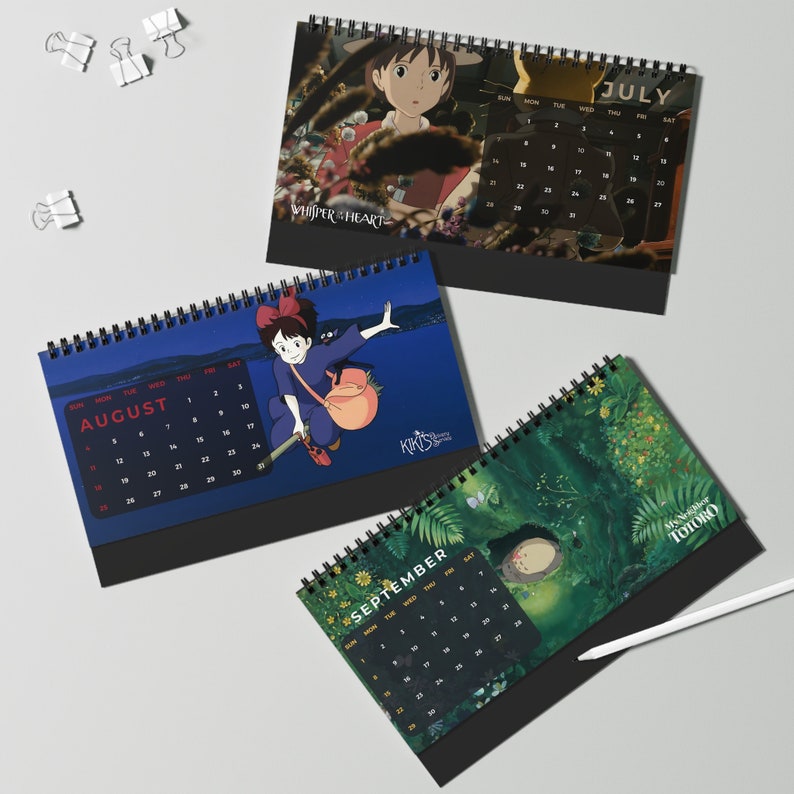 Anime 2024 Desk Calendar Kiki Totoro Ponyo Spirited Away Etsy
