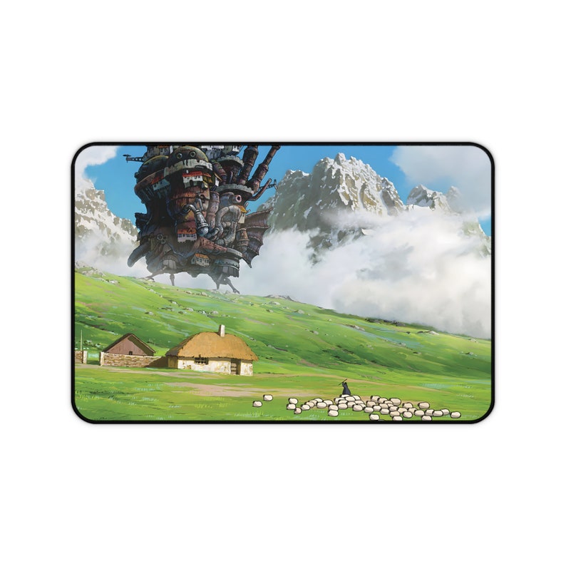 Howl's Greenery Desk Mat 3 Sizes, Mouse Pad, Desk Decor, PC Accessories, Sky Anime, Mountain, Large Extended Mousepad 12" × 18"