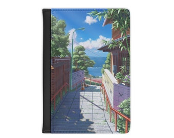 Anime Street Passport Cover | Personalisierte Reisepasshülle, Geschenk für Reisende, Benutzerdefinierte Lederpassmappe Reiseausweise