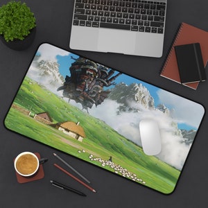 Howl's Greenery Desk Mat 3 Sizes, Mouse Pad, Desk Decor, PC Accessories, Sky Anime, Mountain, Large Extended Mousepad zdjęcie 9