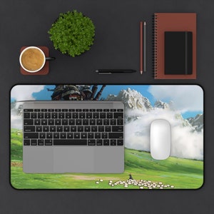 Howl's Greenery Desk Mat 3 Sizes, Mouse Pad, Desk Decor, PC Accessories, Sky Anime, Mountain, Large Extended Mousepad zdjęcie 6