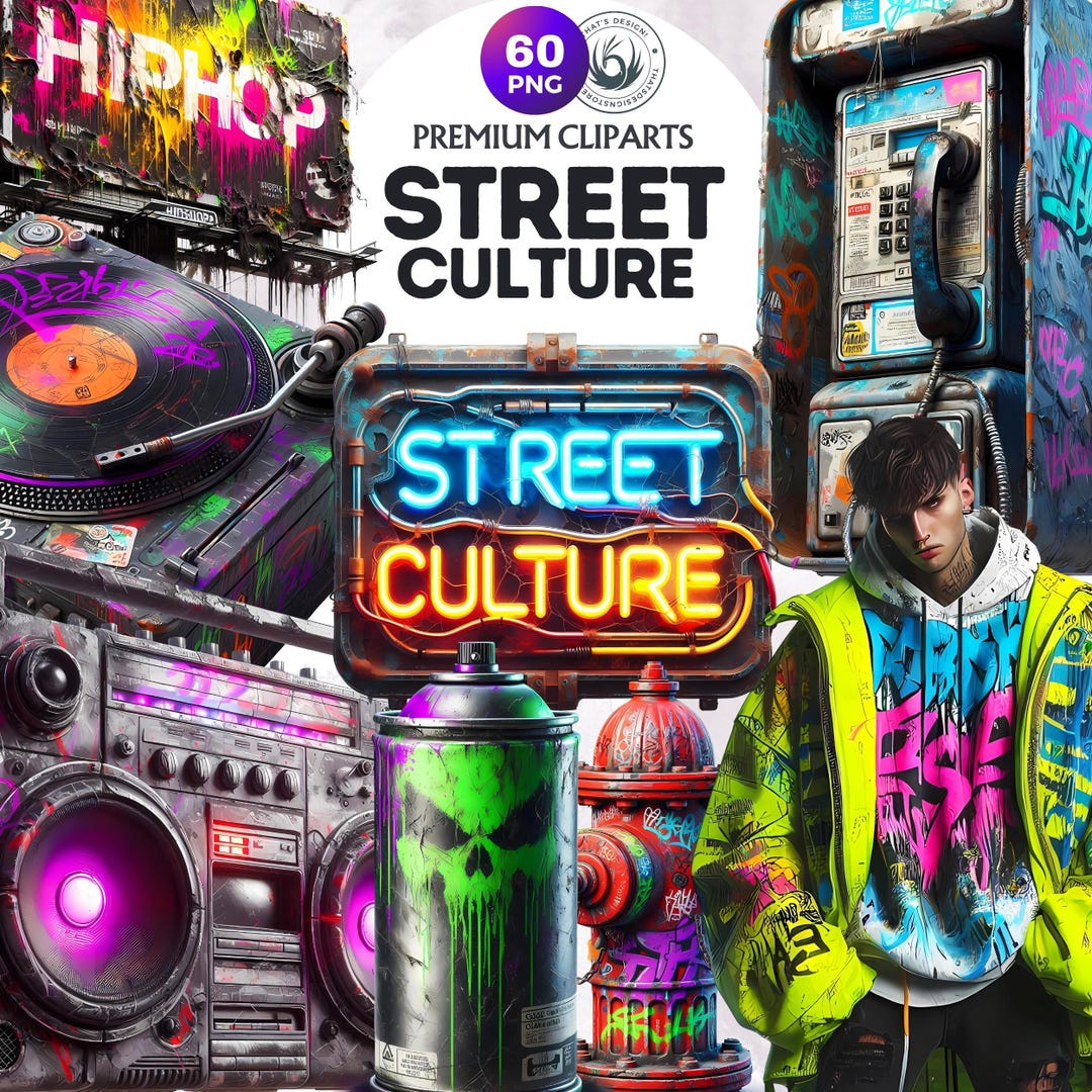 60 Urban Street Culture Graffiti Clipart Set, Hip Hop Clipart, Urban Landscapes, Street Fashion, Boombox, Spray Can, Neon Png, Vinyl Clipart - Etsy New Zealand