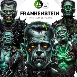 Frankenstein clipart set, Horror clipart, Spooky clipart,Halloween clipart, Halloween png, Green Halloween character, crafts and sublimation