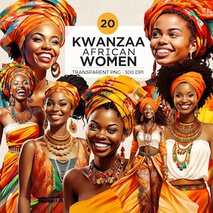 Watercolor Kwanzaa Afro woman Clipart PNG to celebrate Black art African Heritage,Afro Blessing, Afro girl for crafts & sublimation designs
