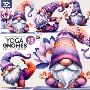 Yoga Gnomes Clipart: Zen Meditation PNG (Digital Download, Commercial Use)
