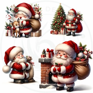 Cute Santa Clipart PNG for sublimation & crafts, Santa Claus christmas PNG, Card Making, print on demand Christmas Clipart. Commercial use