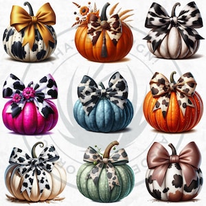 Fall Western Coquette Pumpkins PNG set, Cowgirl Fall Decor Clipart, Boho Autumn pumpkin with sunflower, Autumn harvest, Commercial use