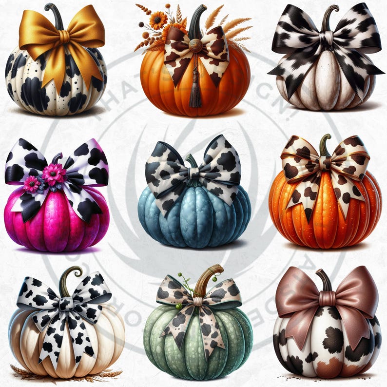 Fall Western Coquette Pumpkins PNG set, Cowgirl Fall Decor Clipart, Boho Autumn pumpkin with sunflower, Autumn harvest, Commercial use