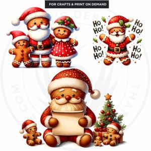 Watercolor Santa Gingerbread Man Clipart: Christmas PNG Bundle ...