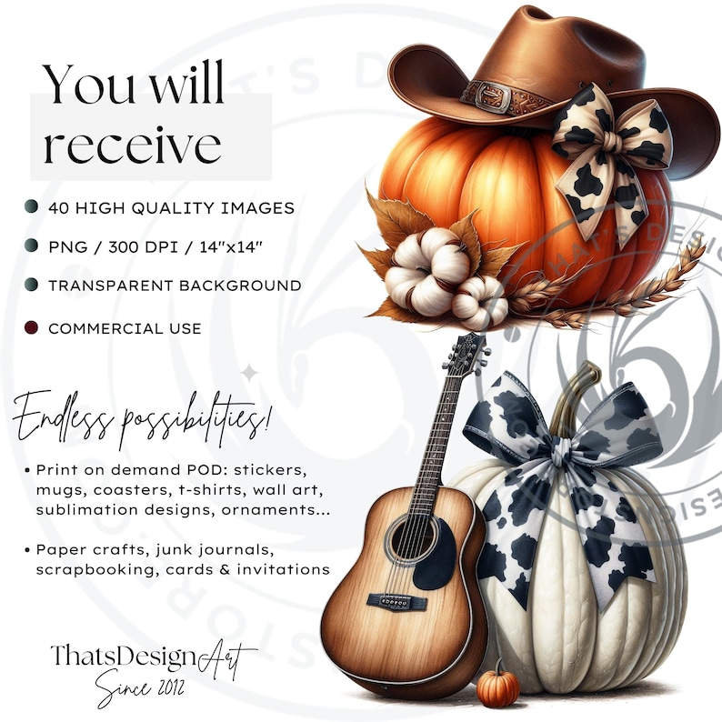 Fall Western Coquette Pumpkins PNG set, Cowgirl Fall Decor Clipart, Boho Autumn pumpkin with sunflower, Autumn harvest, Commercial use