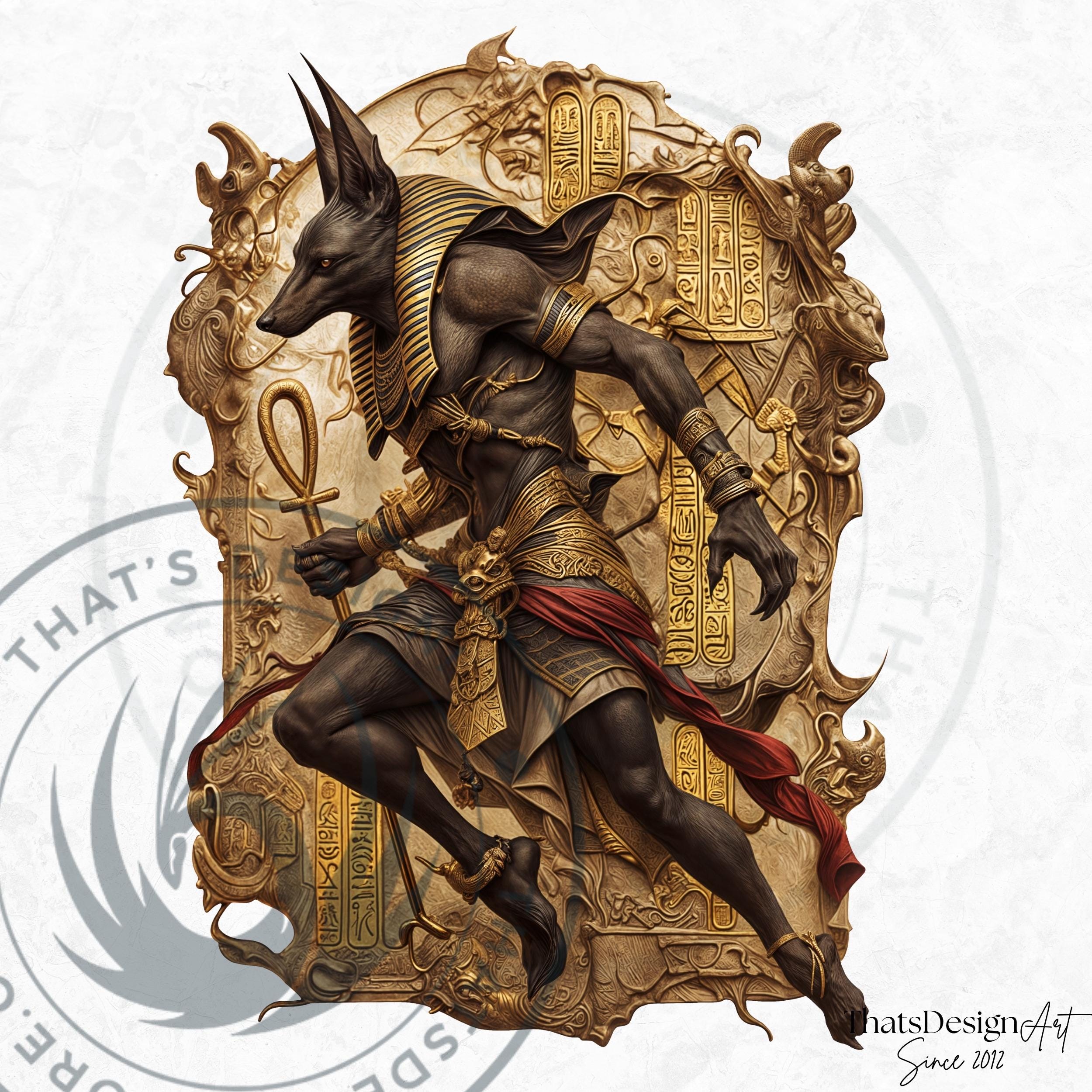 Anubis Clipart Set: Egyptian God PNG, Gold & Black Designs, Ancient ...