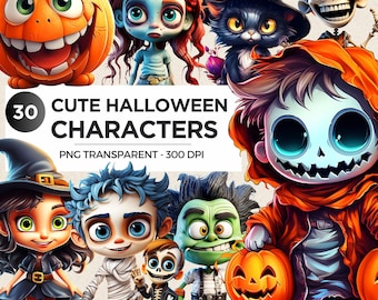 Halloween Clipart Bundle | Spooky Kids PNG Designs (Digital Download)