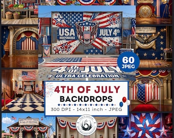 Patriotic 4th of July Backdrops Background, Independence day Americana Digital Paper for RPG, Scrapbooking and Junk Journaling